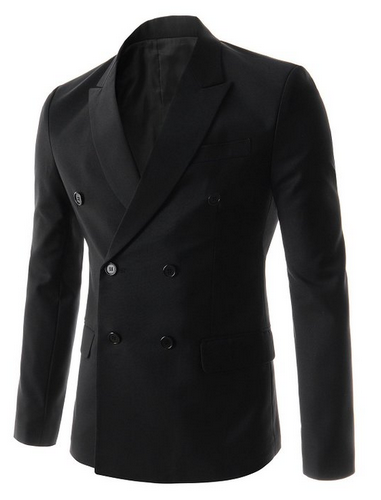 Mens Slim Double Breasted Notched Lapel 6 Button Double Vented Suit Set